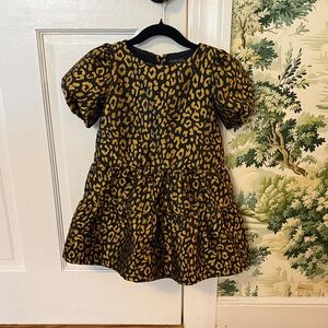 Crewcuts Black and Gold Leopard Print Kids Dress